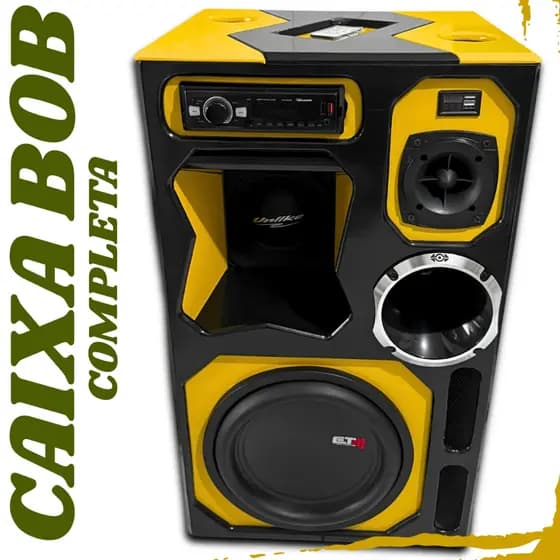CAIXA BOB COMPLETA RESIDENCIAL COM GRAVE SUB DE 12 P E MEDIO DE 10 P MODELO HURRA SOM