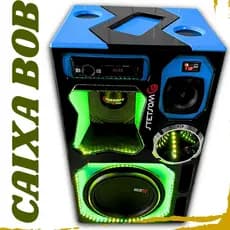 Caixa BOB Com Led com Alto Falante 12” e Médio de 10” Som Automotivo Rádio MP3 Bluetooth Modelo Forrado