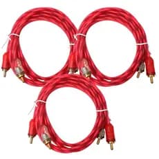 Kit 3 Cabos Rca Silicone Injetado Espiral 1 Metro Automotivo