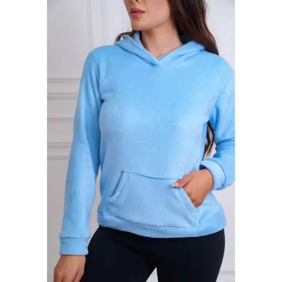 Casaco moletom flanelada  lisa femeninna com bolso e capuz super macio e quentinha