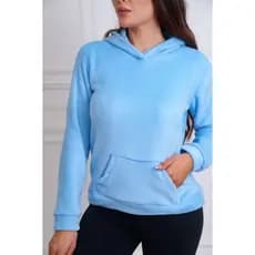 Casaco moletom flanelada  lisa femeninna com bolso e capuz super macio e quentinha