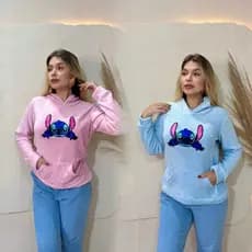 kit 2 blusa de frio peluciada stitch