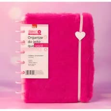 Caderno Disco Inteligente Plush Pink Aveludado 220x160mm 80 Folhas 9 Disco Brw