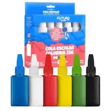 Cola Colorida 6 Cores 25g Escolar Lavável Atóxica com Bico Aplicador para Artesanato e Escola
