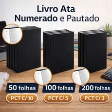 Livro Ata Pautado Numerado Kit 50 100 200 Fls - Pct Fechado São Domingos Animativa