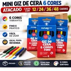 12/24/36/48 Cx Mini Giz De Cera 6 Cores Atacado P/ Kit Festa Infantil Lembrancinha Artesanato