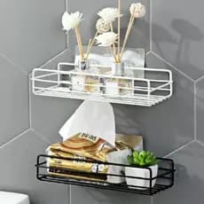 Suporte De Reto De Metal Auto Adesivo Para Parede Cozinha E Banheiro Prateleira Organizador