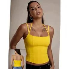 Blusa Feminina Regata Alça Dupla Ajustada Casual Básica Moda Verão Elegante