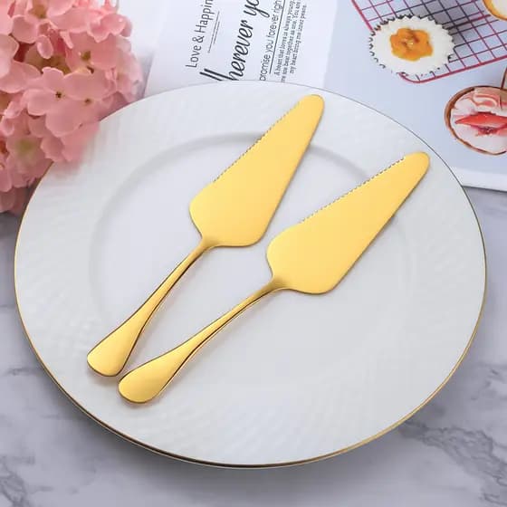 Espátula para Bolo  Tortas Dourado para Servi com Serrilha