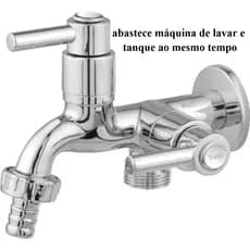 Torneira Cromada para Máquina de Lavar e Tanque 2 Saídas  ABS Reforçado 1/4 de Volta