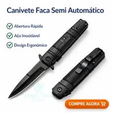 Canivete Faca Semi Automático Aço Inoxidável Design Ergonômico