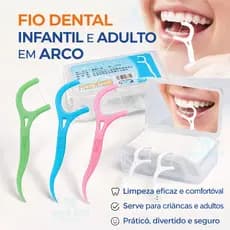 Fio Dental Infantil e Adulto em Arco Ultra Fino Limpeza Eficaz e Segura Higiene Bucal Toda Família