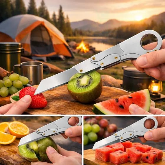 Canivete Multifuncional Retrátil para Cozinha, Camping, Churrasco e Frutas