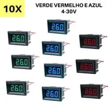 KIT 10 Voltimetro Digital medidor de voltagem e bateria 5-30V Automotivo som
