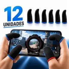 Kit 12 Luva de Dedo Anti Suor Para Jogos Free Fire Pubg Mobile Call Of Duty Fortnite Celular Fps