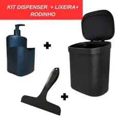 Kit Pia 4 em 1 Multiuso Porta Detergente , Bucha e Rodinho e  Lixeira 3,5 Litros