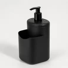 Dispenser de Detergente Preto com Porta Esponja – Moderno e Funcional