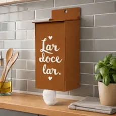 Organizador de Sacolas Puxa Saco MDF para Parede Cozinha Porta Sacolas Dispenser