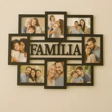 Mural de Fotos Família 8 Fotos 10x15 MDF Porta Retrato de Parede Decorativo