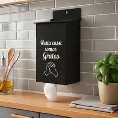 Porta Sacolas de Parede MDF Puxa Saco Dispenser Organizador de Sacolas Plásticas Cozinha