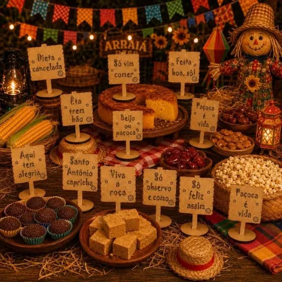 Kit 10 Plaquinhas Para Decoração Mesa Festa Junina Arraia