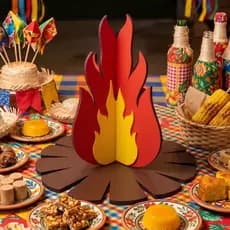 Fogueira Festa Junina Mdf 35cm Enfeite Mesa Arraiá São João