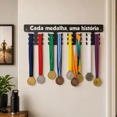 Suporte de Parede MDF Porta Medalhas 24 Ganchos Cada Medalha Uma História