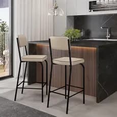 Banquetas Banco Alto Vintage 2 Unidades Retrô Elegante Área Sala Gourmet Varanda Bistrô Bancada Aço