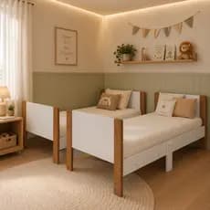 Cama Infantil Onda Vira Beliche Estilo Montessori Luxo Proteção Lateral Quarto Criança Menino Menina