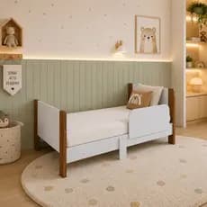 Cama Infantil Ondas Berço Estilo Montessori Luxo Baixa Proteção Lateral Quarto Criança Menino Menina