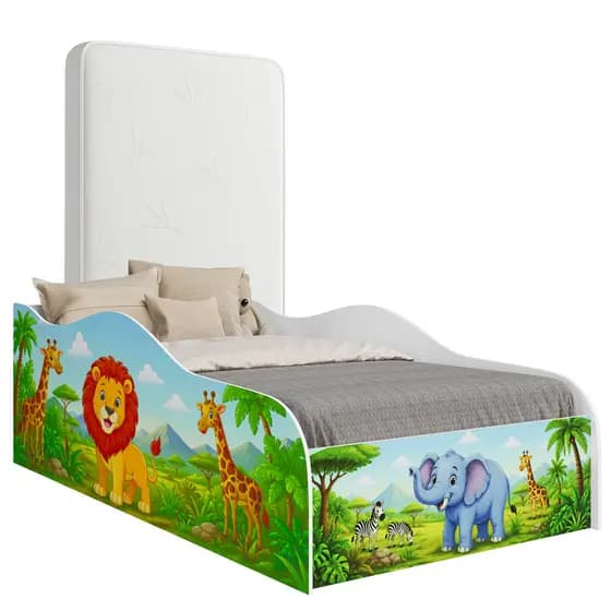 Cama Carro Infantil Safari Colchão Berço Montessori Baixa Proteção Luxo Quarto Criança Menino Menina