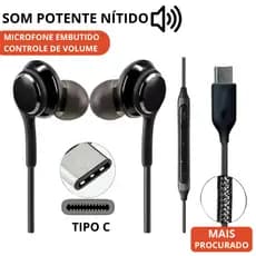 Fone Tipo C Estéreo Hi-Res Áudio com Microfone Compatível Samsung Galaxy e Android