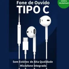 Fone de Ouvido Tipo C USB-C Com Microfone – Som Estéreo Nítido Compatível Samsung S23 S24 e Android