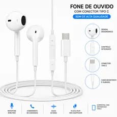 Fone De Ouvido Tipo C Com Microfone Compatível Samsung S23 24