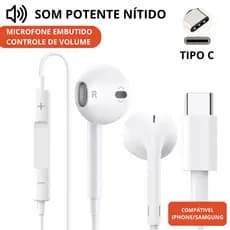 Fone de Ouvido Tipo-C com Microfone 🎧 Som Estéreo Potente | Compatível com Samsung TOP VENDAS