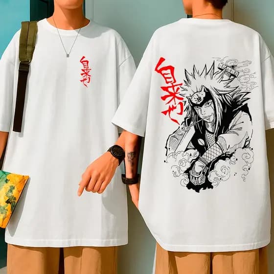 Camiseta  Jiraya Anime Streetwear Camisa Unissex Feminino Masculino Estampada Slim Várias Cores
