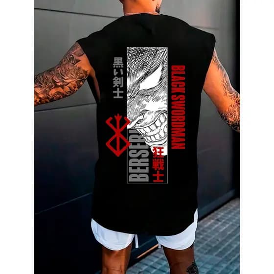 Camiseta Regata Anime Berserk Mangá Japonês Estampada Slim Várias Cores