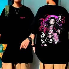 Camiseta Algodão  Anime Mangá Japonês Nezuko Nova Lançamento Estampada Slim Várias Cores