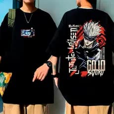 Camiseta  Unissex Anime Otaku Satoru Gojo Jujutsu Kaisen Feiticeiro Maldição Algodão Estampada Slim Várias Cores