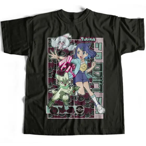 Camiseta Básica Liko Hattrem Floragato Pokemon Estampada 100% Algodão Várias Cores Estampada 100% Algodão Várias Cores