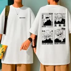 Camiseta Estampada  Anime Satoru Gojo Feiticeiro Camisa Unissex Algodão Feminino Masculino Estampada Slim Várias Cores