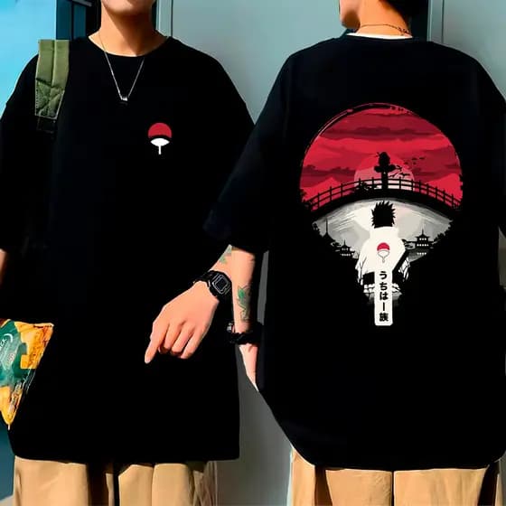 Camiseta Anime Itachi Uchiha Naruto Sasuke Uchiha Clã Camisa  Estampada Slim Várias Cores