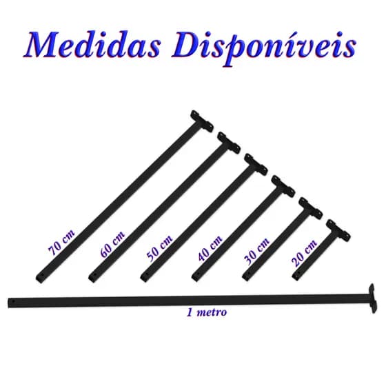 SUPORTE REFLETOR BASE RETA LED MEDIDAS 20 30 40 50 60 70 100 CM COR PRETO ILUMINAÇÃO BANNER FACHADA