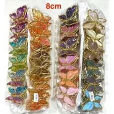 Kit 12 Novo 4cm/8cm Borboleta Piranha de Cabelo Grande de Verão com Armação Dourados