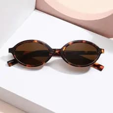 Óculos de Sol feminino de Estilo vintage com Decoração de Templo de Metal de Armação Oval Pequena Mulheres, Estilo Oval