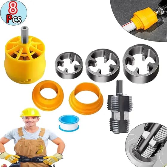 Kit Fazedor de Rosca para Canos PVC e PPR 1/2", 3/4", 1"  Compatível com Parafusadeira