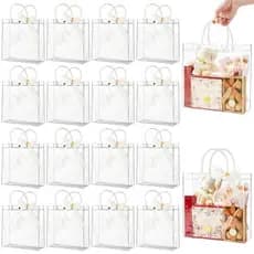 30PCS Sacola de PVC para Presente Transparente com alça para presentes de Natal, casamentos e festa de aniversário