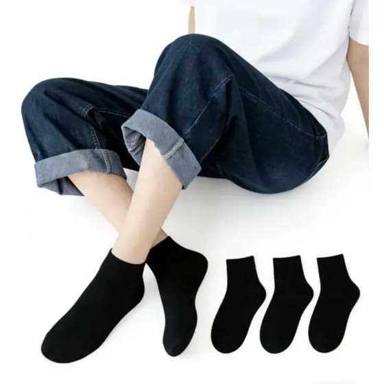 Kit 12 Pares Meia Preto Infantil Meninos e Meninas Cano Alto Basica 2-10 ANOS
