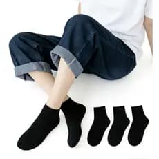 Kit 12 Pares Meia Preto Infantil Meninos e Meninas Cano Alto Basica 2-10 ANOS