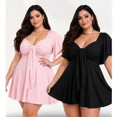Vestido Plus Size Vestido Feminino Soltinho com mangas Tam Único 46 ao 50